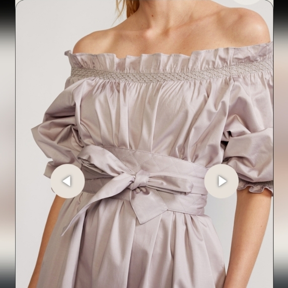 Cynthia Rowley Helena Off The Shoulder Pale Lilac Coquette Girl Obi Belt A Line - Picture 2 of 9